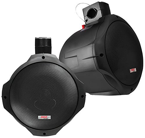 6.5 Inch Dual Marine Speakers - 2 Way IP44 Waterproof, Weather Resistant Outdoor Audio Stereo Sound System with 200 Watt Power and Poly Mica Cone and Butyl Rubber Surround - 1 Pair - PLMRB85 (Black)