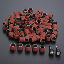 Load image into Gallery viewer, 100 PCs Sanding Bands 600 Grit Drums Sleeves For DREMEL Rotary Tools with 2OPCs Mandrel 12CM
