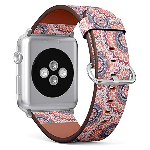 S-Type iWatch Leather Strap Printing Wristbands for Apple Watch 4/3/2/1 Sport Series (42mm) - Hand Drawn Mandala Pattern