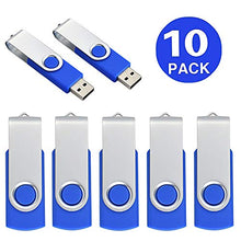 Load image into Gallery viewer, Aiibe 8 GB Flash Drive 10 Pack USB Flash Drives 8G USB 2.0 Memory Stick Thumb Drive Data Storage Swivel Keychain Design Pen Zip Drives Wholesale/Lot/Bulk (10 Pack, 8GB, Blue)
