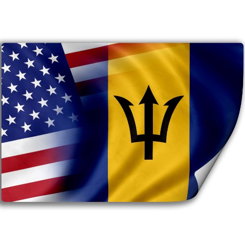 Sticker (Decal) with Flag of Barbados and USA (Barbadian Bajan)