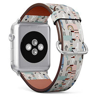 Compatible with Big Apple Watch 42mm, 44mm, 45mm (All Series) Leather Watch Wrist Band Strap Bracelet with Adapters (Llama Cactus)