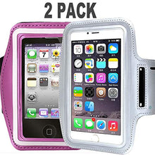 Load image into Gallery viewer, CaseHQ [2pack] Water Resistant Running Sports Armband Phone Case Reflective with Key Holder for Workout for iPhone X 8 7 Plus, 6 Plus, 6S Plus (5.5-Inch), Galaxy S6/S5, Note 4 (Silver+Pink)
