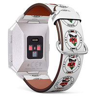 (Made in Badge with map Inside - Kenya) Patterned Leather Wristband Strap for Fitbit Ionic,The Replacement of Fitbit Ionic smartwatch Bands