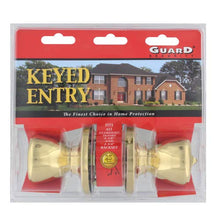 Load image into Gallery viewer, Guard Security 1990 Tubular Door Lock Entry Set with Keys, Polished Brass Finish
