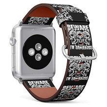 Load image into Gallery viewer, S-Type iWatch Leather Strap Printing Wristbands for Apple Watch 4/3/2/1 Sport Series (42mm) - Grunge Vintage Design Military Coat of arms with Skull
