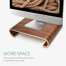 Load image into Gallery viewer, Navaris Wood Monitor Stand Riser - Computer Desk Organizer Desktop Dock Wooden Mount Display for PC TV Screen Notebook Laptop - Walnut
