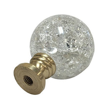 Load image into Gallery viewer, Royal Designs Large Clear Ball with Crackle Texture K9 Crystal 1.75&quot; Lamp Finial for Lamp Shade, Polished Brass Base
