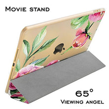 Load image into Gallery viewer, Wonder Wild iPad Mini 1 2 3 4 Air 2 Pro 10.5 12.9 Tablet 2018 2017 9.7 inch Cover Smart Stand Case Pink Peony Cute Flower Pretty Lovely Beautiful Roses Print Green Leaf Clear Design Vintage Colorful
