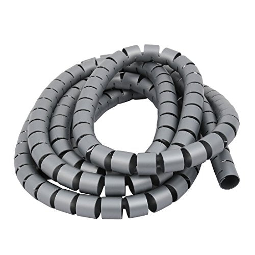 Aexit 20mm x Electrical equipment 3 Meter Flexible Spiral Tube Cable Wire Wrap Computer Manage Cable Gray
