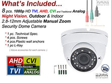 Load image into Gallery viewer, Evertech 8 pcs 1080p HD AHD TVI CVI and Traditional Analog Security Camera with 2.8-12mm Varifocal Zoom Lens, Day &amp; Night, Indoor &amp; Outdoor Dome Surveillance Camera
