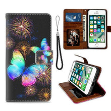 Load image into Gallery viewer, GackCase Wallet Case Designed for iPhone 6/6S Plus Butterfly Fireworks Protective PU Leather Flip Cover with Credit Card Slots and Side Cash Pocket+Magnetic Clasp Closure
