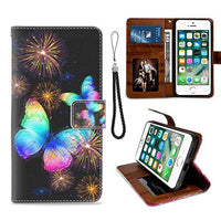 GackCase Wallet Case Designed for iPhone 6/6S Plus Butterfly Fireworks Protective PU Leather Flip Cover with Credit Card Slots and Side Cash Pocket+Magnetic Clasp Closure