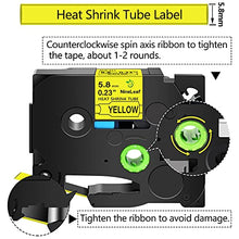 Load image into Gallery viewer, NineLeaf 2 Roll Black on Yellow Heat Shrink Tubes Label Tape Compatible for Brother HSe-611 HSe611 HS611 HS-611 for P-Touch PT1180 PTD400 PTD600 Label Maker - 5.8mm (0.23inch) x 1.5m (4.92ft)
