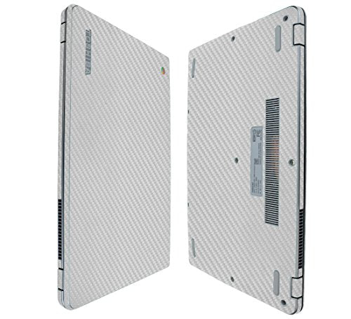 Skinomi Silver Carbon Fiber Full Body Skin Compatible with Toshiba Chromebook 2 13.3 inch (2nd Gen, 2015)(Full Coverage) TechSkin Anti-Bubble Film