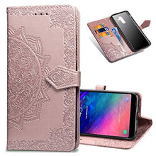 Load image into Gallery viewer, COTDINFORCA Samsung A6 2018 Wallet Case, Slim Premium PU Flip Cover Mandala Embossed Full Body Protection with Card Holder Magnetic Closure for Samsung Galaxy A6 2018 A600. SD Mandala - Rose Gold
