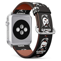 S-Type iWatch Leather Strap Printing Wristbands for Apple Watch 4/3/2/1 Sport Series (38mm) - Funny Gamer Illustration