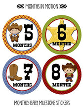 Load image into Gallery viewer, Baby Monthly Stickers | Monthly Milestone Stickers | Baby Month Stickers for Boy | Cowboy Western | Style 340
