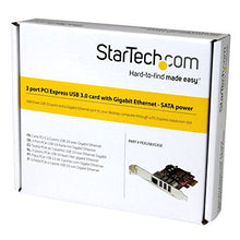 Load image into Gallery viewer, StarTech.com 3 Port PCI Express USB 3.0 Card + Gigabit Ethernet - Fits Standard &amp; Low-Profile PCs - UASP Supported - Optional SATA Power

