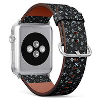 Compatible with Small Apple Watch 38mm, 40mm, 41mm (All Series) Leather Watch Wrist Band Strap Bracelet with Adapters (Snowflake Christmas New Year)