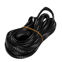 Load image into Gallery viewer, Aexit 10mm Dia Tube Fittings Tight Braided PET Expandable Sleeving Cable Wrap Sheath Black Silver Microbore Tubing Connectors Tone 16Ft
