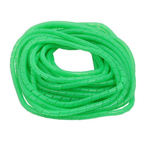 Aexit 2Pcs 8mm Electrical equipment Dia. Flexible Spiral Tube Cable Wire Wrap Computer Manage Cord Green 10 Meters Length