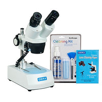 OMAX 20X-40X-80X Cordless Stereo Binocular Microscope with Dual LED Lights and Cleaning Pack