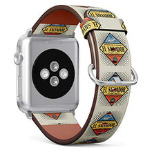 Load image into Gallery viewer, S-Type iWatch Leather Strap Printing Wristbands for Apple Watch 4/3/2/1 Sport Series (38mm) - Stamp or Vintage Emblem with Airplane, Compass and Text El Salvador
