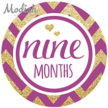 Load image into Gallery viewer, Modish Labels, Monthly Baby Stickers, Baby Milestone Stickers, Photo Prop, Baby Girl, Glitter, Silver, Pink, Purple, Mint, Teal, Baby Shower, Nursery, Baby Book Keepsake
