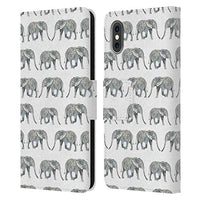 Head Case Designs Officially Licensed Charlotte Winter Elephant White Animal Patterns Leather Book Wallet Case Cover Compatible with Apple iPhone X/iPhone Xs