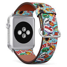 Load image into Gallery viewer, S-Type iWatch Leather Strap Printing Wristbands for Apple Watch 4/3/2/1 Sport Series (42mm) - Pattern of Comic Speech Bubbles Illustration
