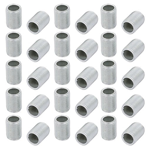 uxcell 30 Pcs Metric M12 1mm Pitch Thread Zinc Plated Pipe Nipple Lamp Parts 15mm Long