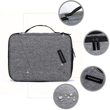 Load image into Gallery viewer, Electronic Organizer BAGSMART Travel Cable Organizer Bag Double Layer for 10.5 Inch Tablet, Hard Drives, Cables, Phone, USB, SD Card (Grey-Large)
