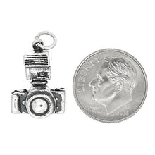 Load image into Gallery viewer, Sterling Silver Three Dimensional Single Lens Reflex Photographer Camera Charm
