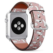 Load image into Gallery viewer, Compatible with Big Apple Watch 42mm, 44mm, 45mm (All Series) Leather Watch Wrist Band Strap Bracelet with Adapters (Happy Dogs Group French Bulldog)
