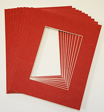 Load image into Gallery viewer, Pack of 25 sets of 8x10 RED Picture Mats Mattes Matting for 5x7 Photo + Backing + Bags
