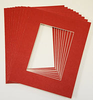 Pack of 25 sets of 8x10 RED Picture Mats Mattes Matting for 5x7 Photo + Backing + Bags
