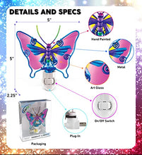 Load image into Gallery viewer, Puzzled Glass Art Night Light, Plug in Decorative Socket Lamp, Manual On &amp; Off Portable Light for Stairway, Bedroom, Bathroom, Nursery, Home Accessory &amp; Kitchen Decor - Butterfly
