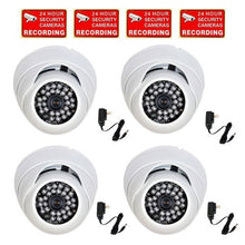 Load image into Gallery viewer, VideoSecu 4 Pack Day Night Vision Built-in 1/3&quot; Effio CCD 600 TVL Infrared Weatherproof Security Cameras, Vandal Proof 28 Infrared LEDs with Free Power Supplies and Security Warning Decals BSI
