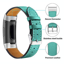 Load image into Gallery viewer, Shangpule Compatible for Fitbit Charge 4 / Fitbit Charge 3 / Fitbit Charge 3 SE Bands, Genuine Leather Band Replacement Accessories Straps Women Men Small Large (Aquamarine)
