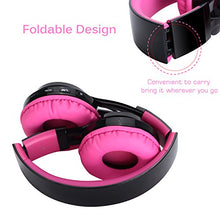 Load image into Gallery viewer, Bluetooth Headset, Riwbox AB005 Wireless Headphones 5.0 with Microphone Foldable Headphones with TF Card FM Radio and LED Light for Cellphones and All Bluetooth Enabled Devices (Black&amp;Pink)
