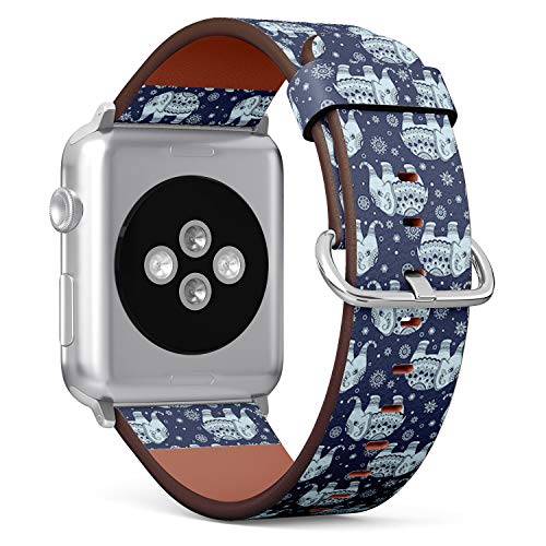 Compatible with Big Apple Watch 42mm, 44mm, 45mm (All Series) Leather Watch Wrist Band Strap Bracelet with Adapters (Tribal Elephant)