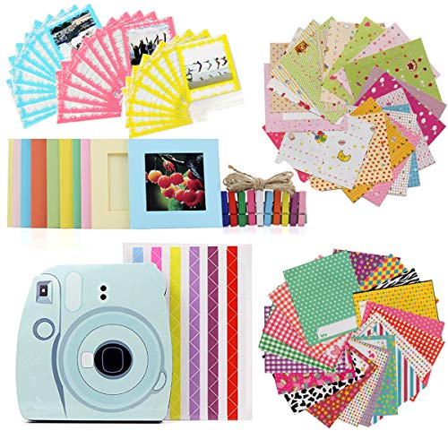 Ngaantyun Bundle Kit Accessories Compatible with Fujifilm Instax Square SQ6/SQ10 Camera Share SP-3 Printer Films - Pack of Blue Album, Sticker Corner Border, Lace Bag, Wall Hanging Frame, Wooden Clips
