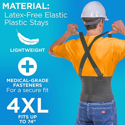 Lower Back Brace with Suspenders | Back Support Belt for Men & Women |  Adjustable Work Back Brace for Moving Construction Warehouse Heavy Lifting  