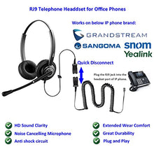 Load image into Gallery viewer, MKJ Telephone Headset with Noise Cancelling Microphone Corded RJ9 Phone Headset for Office Phones Yealink SIP-T22P T42G T46G Snom 320 820 870 Grandstream GXP-2160 Panasonic HDV-130 KX-T7235 Sangoma
