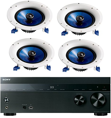 Sony 5.2-Channel 725-Watt 4K A/V Home Theater Receiver + Yamaha High-Performance Moisture Resistant Natural 2-Way 140 watt Surround Sound in-Ceiling Speaker System (Set of 4)