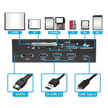Load image into Gallery viewer, Kingwin Powered USB Hub 3.0 w/ 1 USB-C Port, SD Card Reader &amp; Micro SD Card Reader - Sata Power Port w/Lightning Speed Data Transfer Up to 5Gbps - 5.25&quot; Computer Case Front Bay
