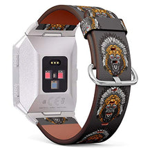 Load image into Gallery viewer, (Angry Gorilla Wearing Aztec Ornament Headdress) Patterned Leather Wristband Strap for Fitbit Ionic,The Replacement of Fitbit Ionic smartwatch Bands
