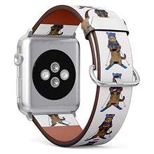 Load image into Gallery viewer, S-Type iWatch Leather Strap Printing Wristbands for Apple Watch 4/3/2/1 Sport Series (42mm) - The cat in a Knitted hat and a Scarf is Skiing
