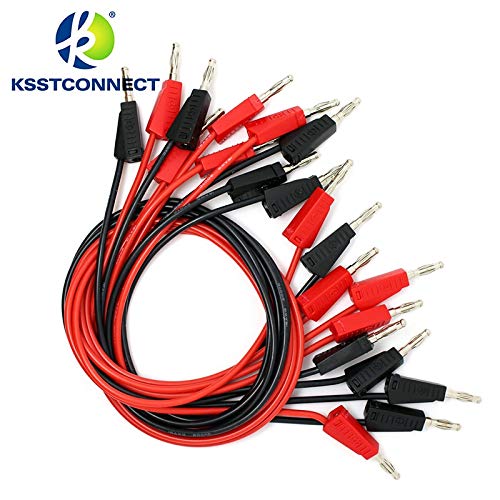 Davitu Connectors - TL090 4mm banana plug 16AWG test leads stackable banana plug testing cable test leads - (Color: 5Black and red 2M)
